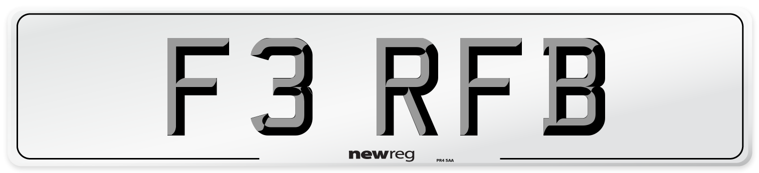 F3 RFB Number Plate from New Reg